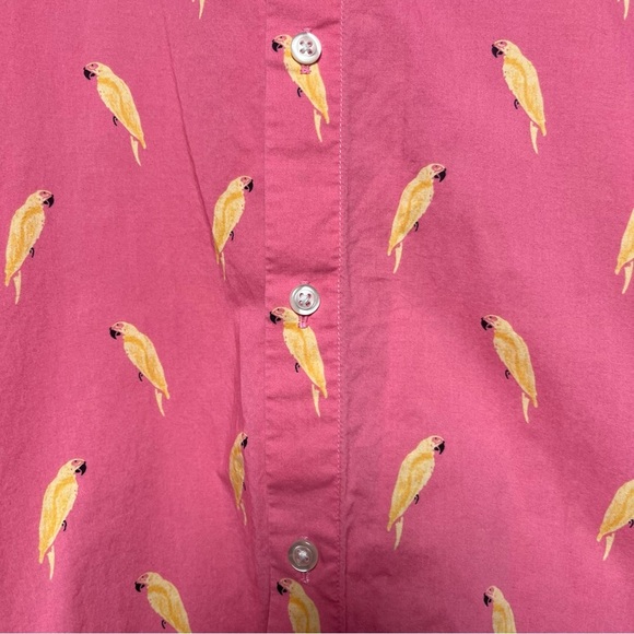 Bonobos Men Shirt XXL Pink Parrot Geometric Button Down Short Sleeve Camp Beach - Picture 4 of 11